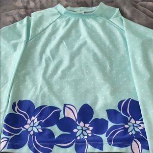 Ocean green long sleeve swim top girls